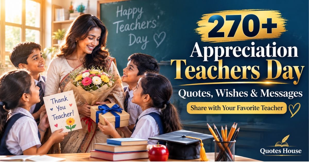 270+ Appreciation Teachers Day Quotes, Wishes & Messages to thank and honor your favorite teacher with heartfelt words.