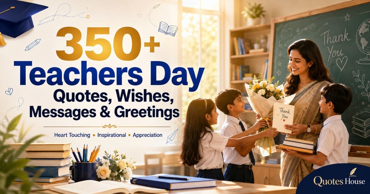 Get 350+ Happy Teachers Day quotes, heart touching, inspirational quotes, appreciation quotes & wishes to celebrate every teacher with love.